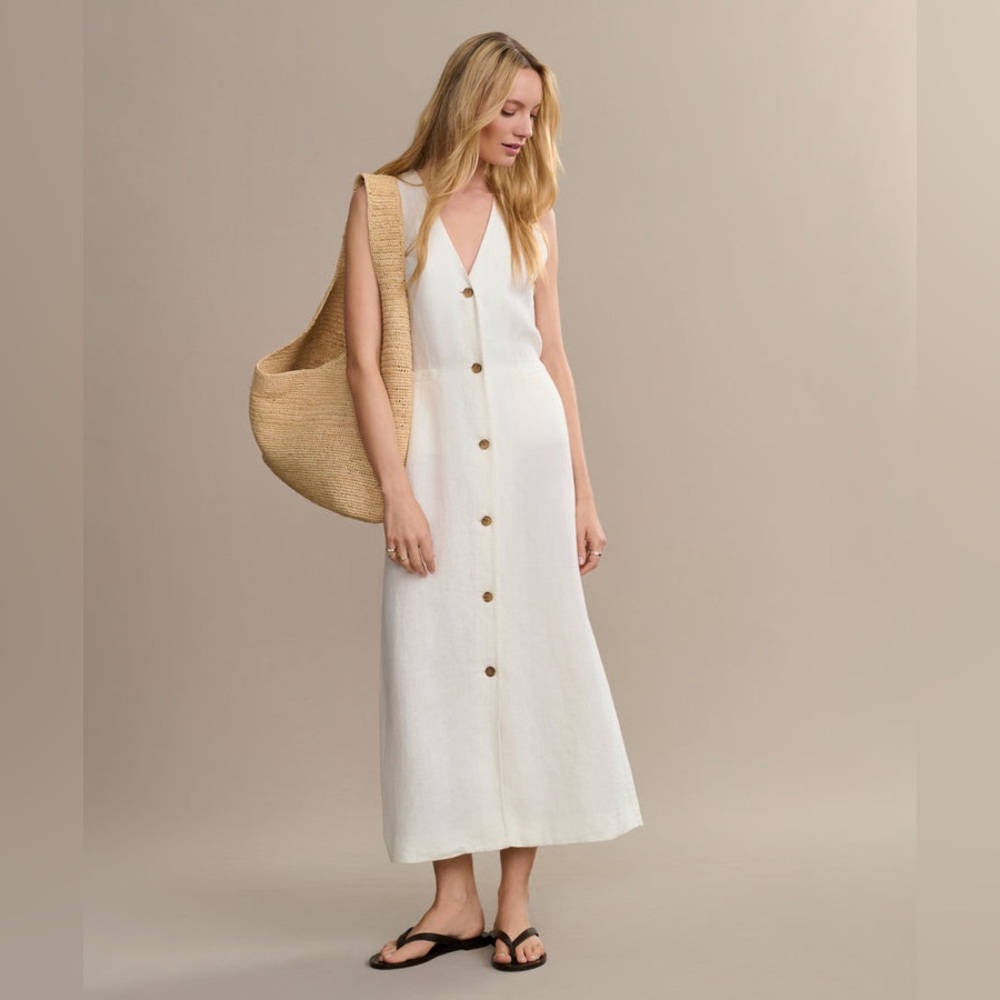 Jenni Kayne Callan linen midi dress in ivory